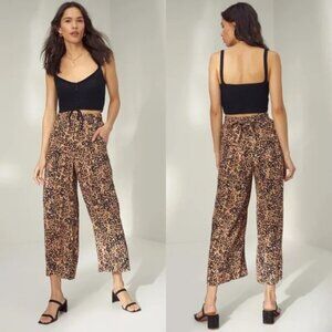 Aritzia Wilfred High Rise Faun Wide Leg Leopard Print Pants Size Medium